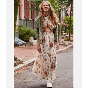 Free People Luna Convertible Maxi in Ivory Combo Size Small NWT